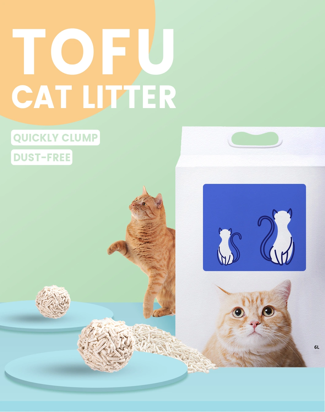 6L /Bag Vacuum Package Tofu Cat Litter Quick Dissolution Pet Products Pet Cleaning Pet Accessories