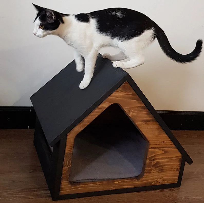 Wooden Cat House /Pet House, Unique Modern Dog Cat Furniture