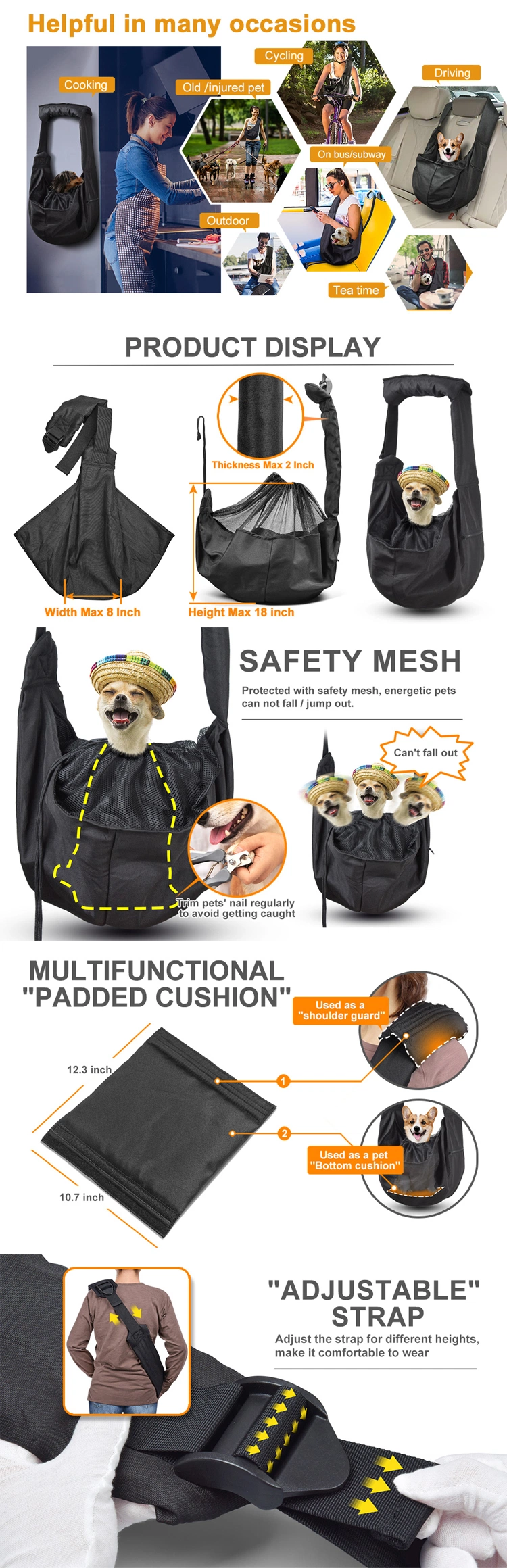 Outdoor Travel Adjustable Padded Shoulder Strap Pet Bag Pet Carrier