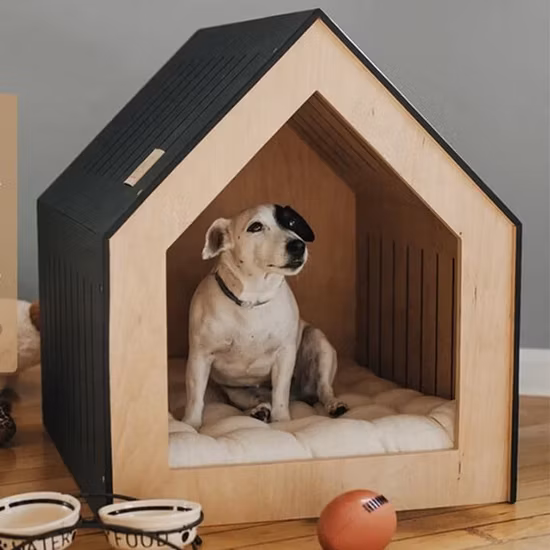 La cage en bois pour animaux de compagnie abrite des meubles de caisse pour chien en bois et en métal, Table d'appoint de lit