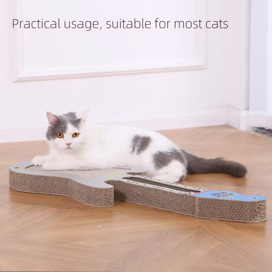 Jouet rayé en forme de guitare économique en carton ondulé renforcé pour chat