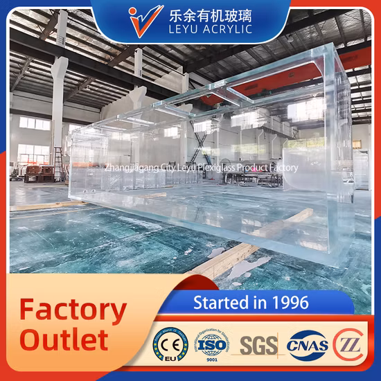 Feuille moulée transparente en acrylique PMMA de 80mm d'épaisseur pour Aquarium transparent de mer, poisson de conception d'aquarium