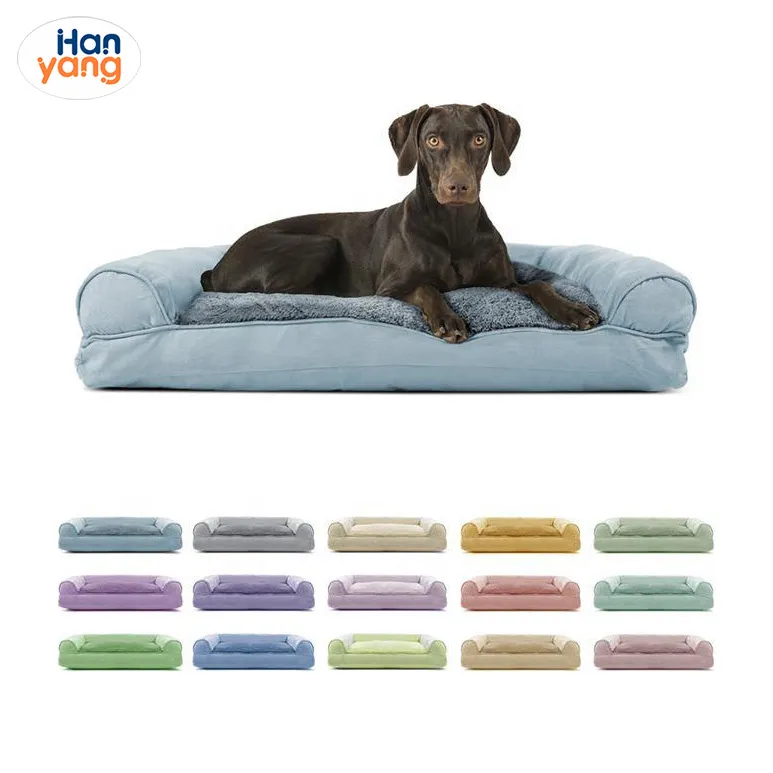 Commerce de gros détachable lavable en cuir PU mousse à mémoire de forme grand tapis pour chien lits pour animaux de compagnie
